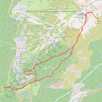 Itinéraire Chamrousse : La Botte par le col de l'Infernet, distance, dénivelé, altitude, carte, profil, trace GPS