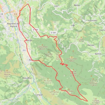 Itinéraire Haute Bigorre - Col du Lhéris, distance, dénivelé, altitude, carte, profil, trace GPS