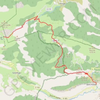 Itinéraire Stade de Neige de Vauplane - Saint-Auban, distance, dénivelé, altitude, carte, profil, trace GPS