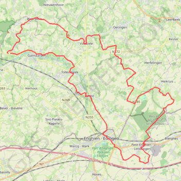 Itinéraire fietsnet210118, distance, dénivelé, altitude, carte, profil, trace GPS