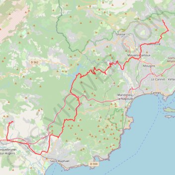 Itinéraire Roquefort-les-Pins - Roquebrune-sur-Argens, distance, dénivelé, altitude, carte, profil, trace GPS