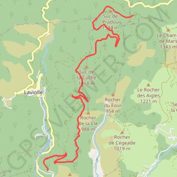 Itinéraire Descente en VTT depuis Mézilhac, distance, dénivelé, altitude, carte, profil, trace GPS