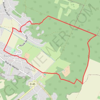 Itinéraire Autour de la Rouase - Bazemont, distance, dénivelé, altitude, carte, profil, trace GPS