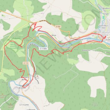 Itinéraire Saint antonin noble val, distance, dénivelé, altitude, carte, profil, trace GPS