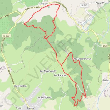 Itinéraire Balade à Cercier, distance, dénivelé, altitude, carte, profil, trace GPS