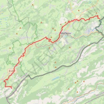 Itinéraire Grande Traversée du Jura (GTJ) - Saut du Doubs - Les Alliés, distance, dénivelé, altitude, carte, profil, trace GPS