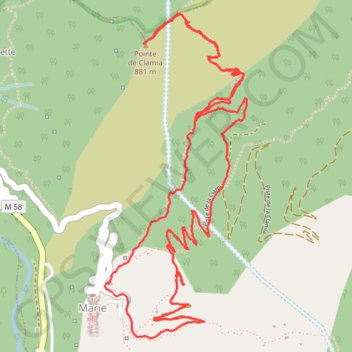Itinéraire Randonnée depuis Marie, distance, dénivelé, altitude, carte, profil, trace GPS