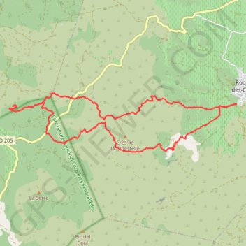 Itinéraire ROQUEFORT, sentier Cathare, bornes milliaires, Estrons de la Vieille- 19km- 500m (Martine 27 12 20), distance, dénivelé, altitude, carte, profil, trace GPS