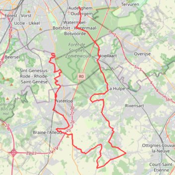 Itinéraire ohain, distance, dénivelé, altitude, carte, profil, trace GPS