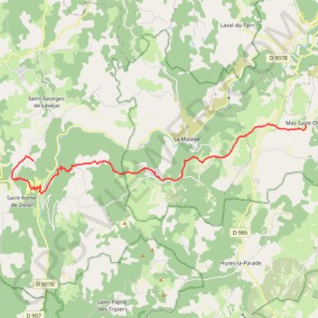 Itinéraire Chemin de Saint Guilhem - Etape 2, distance, dénivelé, altitude, carte, profil, trace GPS