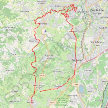 Itinéraire Les berges de l'Yzeron depuis Mornant, distance, dénivelé, altitude, carte, profil, trace GPS