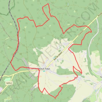 Itinéraire Boucle autour de Haut-Fays, distance, dénivelé, altitude, carte, profil, trace GPS
