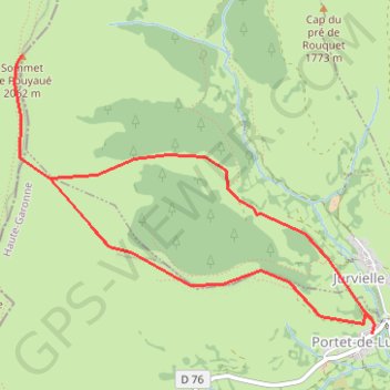 Itinéraire Sommet de Pouyaué depuis Portet-de-Luchon, distance, dénivelé, altitude, carte, profil, trace GPS
