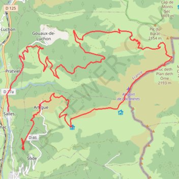 Itinéraire Pic de Bacanère, distance, dénivelé, altitude, carte, profil, trace GPS