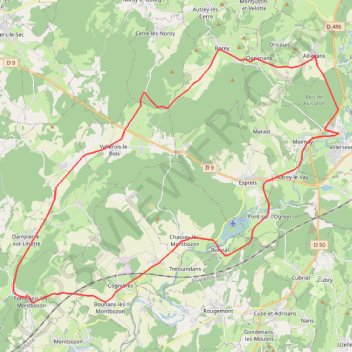 Itinéraire Circuit avec le chemin vert de Vesoul et pistes cyclables de Villersexel, distance, dénivelé, altitude, carte, profil, trace GPS