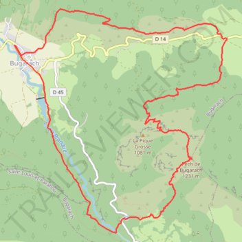 Itinéraire 20 Pech de Bugarach - Voie de La Fenêtre, distance, dénivelé, altitude, carte, profil, trace GPS