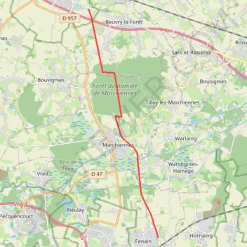 Itinéraire La voie verte de la plaine de la Scarpe - Orchies à Fenain, distance, dénivelé, altitude, carte, profil, trace GPS