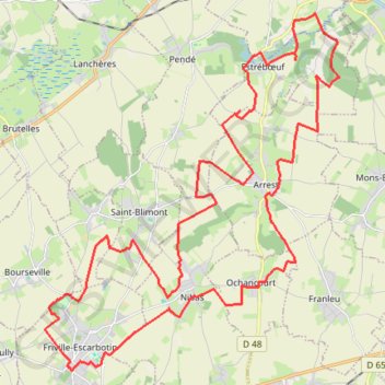 Itinéraire Tour de l'Avalasse - Friville-Escarbotin, distance, dénivelé, altitude, carte, profil, trace GPS