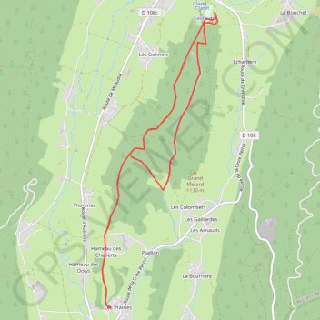 Itinéraire bois claret, distance, dénivelé, altitude, carte, profil, trace GPS
