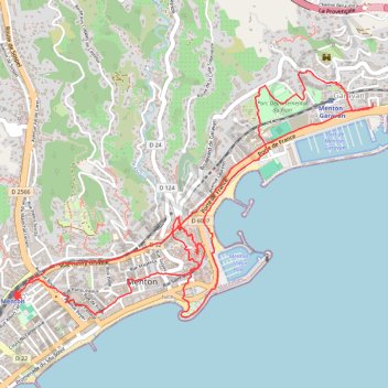 Itinéraire Menton et la vieille ville, distance, dénivelé, altitude, carte, profil, trace GPS