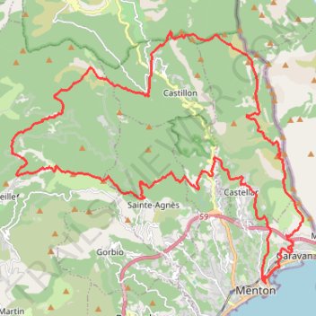 Itinéraire menton sun race 46k (3000), distance, dénivelé, altitude, carte, profil, trace GPS