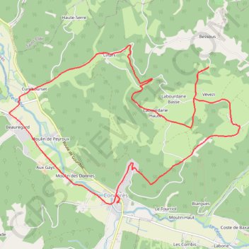 Itinéraire Concorès, distance, dénivelé, altitude, carte, profil, trace GPS