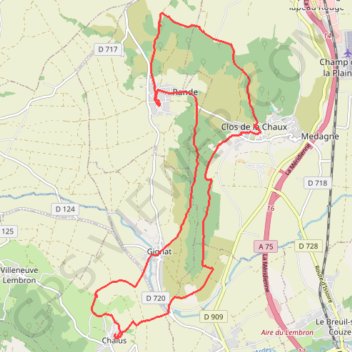 Itinéraire Broc Chalus Bergonne, distance, dénivelé, altitude, carte, profil, trace GPS