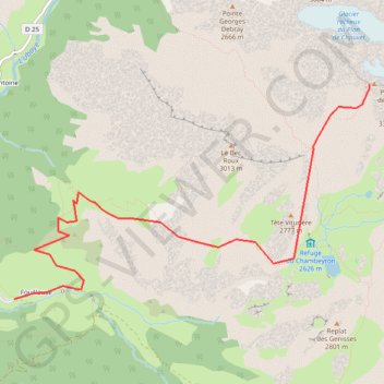 Itinéraire Pointe d'Aval depuis Fouillouse - Chambeyron, distance, dénivelé, altitude, carte, profil, trace GPS