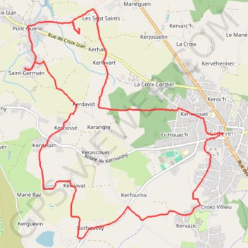 Itinéraire Boucle Erdeven, distance, dénivelé, altitude, carte, profil, trace GPS