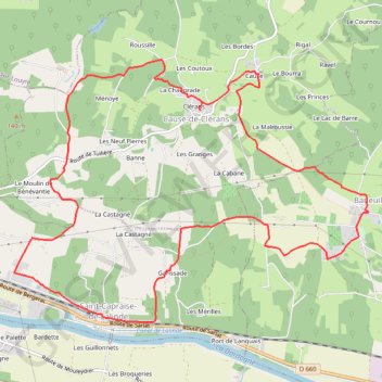Itinéraire Autour de Cause-de-Clérans, distance, dénivelé, altitude, carte, profil, trace GPS