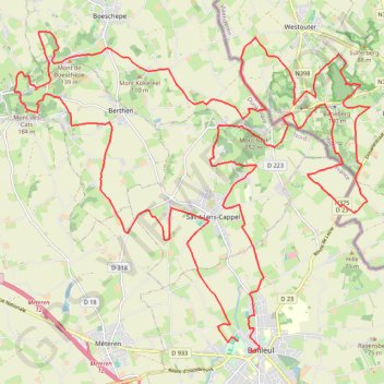 Itinéraire Rando des Monts de Flandre, distance, dénivelé, altitude, carte, profil, trace GPS