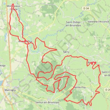 Itinéraire Rando à Montceaux-l'Étoile - Seuilly, distance, dénivelé, altitude, carte, profil, trace GPS