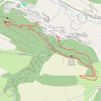 Itinéraire Roquefort - Sentier des Échelles, distance, dénivelé, altitude, carte, profil, trace GPS