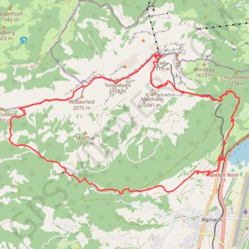 Itinéraire Pilatus en boucle depuis Alpnachstad, distance, dénivelé, altitude, carte, profil, trace GPS