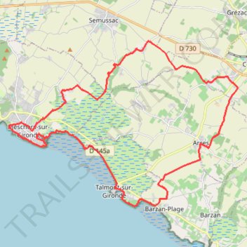 Itinéraire Balade n°6 - VTC : Entre Meschers et Cozes, distance, dénivelé, altitude, carte, profil, trace GPS