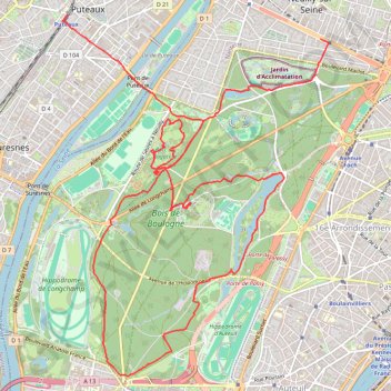 Itinéraire Entre le Bois de Boulogne et le parc de Saint-Cloud, distance, dénivelé, altitude, carte, profil, trace GPS
