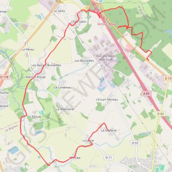Itinéraire De la grellerie a la forêt de toufou, distance, dénivelé, altitude, carte, profil, trace GPS