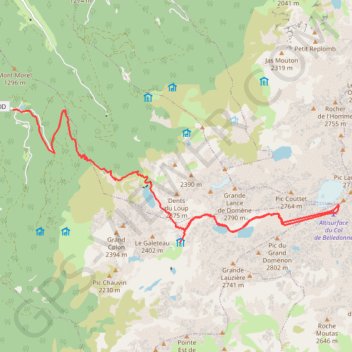 Itinéraire Du refuge de la Pra à la Croix de Belledonne et retour aux Granges de Freydière, distance, dénivelé, altitude, carte, profil, trace GPS