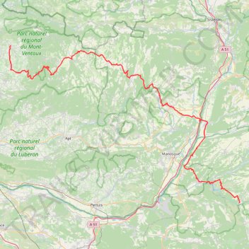Itinéraire 1-Bédoin - Quinson V3, distance, dénivelé, altitude, carte, profil, trace GPS