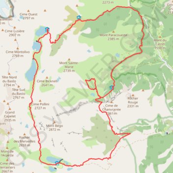 Itinéraire Tour du Mont Bego, distance, dénivelé, altitude, carte, profil, trace GPS