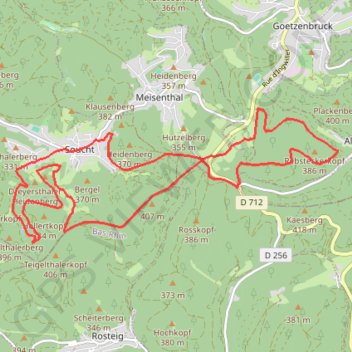 Itinéraire Circuit VTT au sud de Soucht, distance, dénivelé, altitude, carte, profil, trace GPS