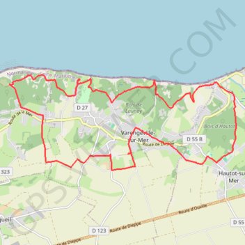 Itinéraire Autour de Varengeville-sur-Mer, distance, dénivelé, altitude, carte, profil, trace GPS