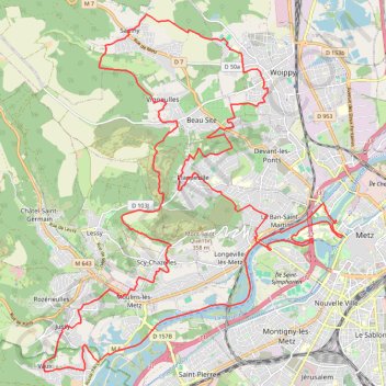 Itinéraire Randonnée des Lavoirs - Metz, distance, dénivelé, altitude, carte, profil, trace GPS