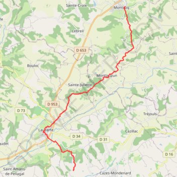 Itinéraire Montcuq - Parry, distance, dénivelé, altitude, carte, profil, trace GPS
