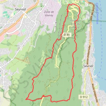 Itinéraire Semnoz forêt, distance, dénivelé, altitude, carte, profil, trace GPS