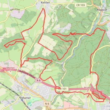 Itinéraire Strassen-Bambesch, distance, dénivelé, altitude, carte, profil, trace GPS