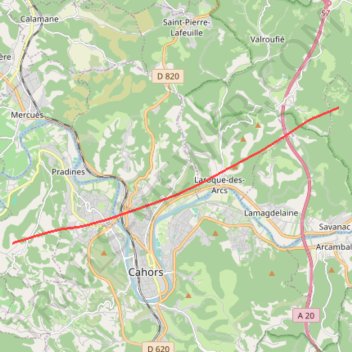 Itinéraire Pasturat → Arcambal → Cahors (GR36 + GR65), distance, dénivelé, altitude, carte, profil, trace GPS