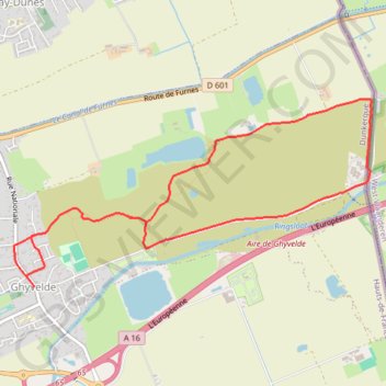 Itinéraire Circuit de la dune fossile (Ghyvelde), distance, dénivelé, altitude, carte, profil, trace GPS