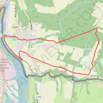 Itinéraire HASTIERE - Promenade du Sicou, distance, dénivelé, altitude, carte, profil, trace GPS