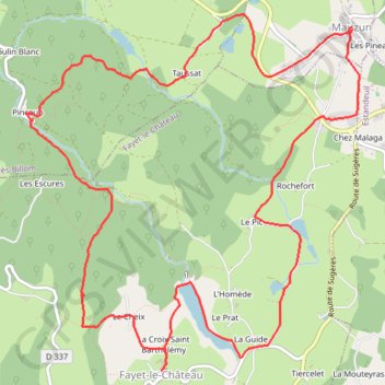 Itinéraire Marche à Mauzun, distance, dénivelé, altitude, carte, profil, trace GPS